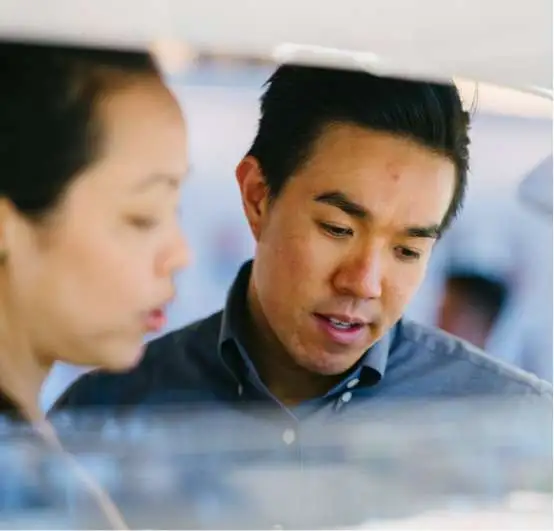 Man and woman collaborating